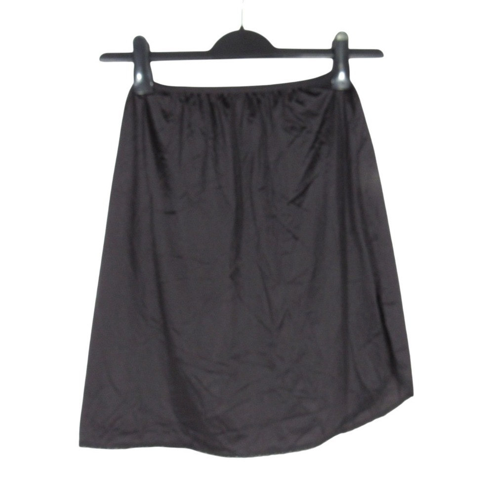 VTG CABERNET Silky Smooth NYLON Black LACE HEM Slit A-LINE HALF SLIP Sz S